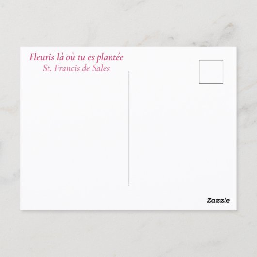 開花が植えられているピンクのフローラ ポストカード (裏面)