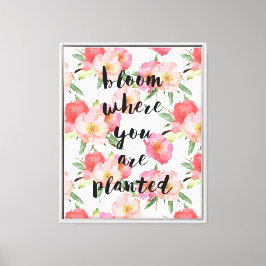 開花が植えられているピンクの水の色フローラ キャンバスプリント