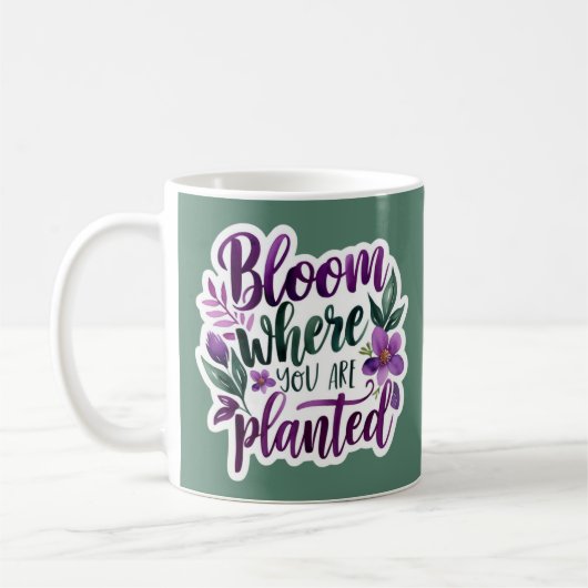 開花が植えられているマグカップ コーヒーマグカップ (左)