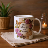 開花が植えられているマグカップ コーヒーマグカップ