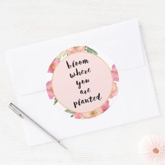 開花が植えられている場所の水彩フローラ ラウンドシール (封筒)