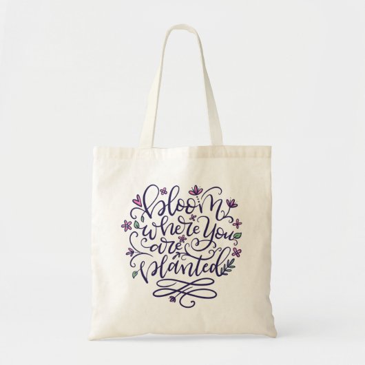 開花が植えられている場所、手書き文字 トートバッグ (正面)