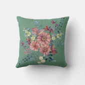 開花が植えられている緑のフローラ クッション (裏面)
