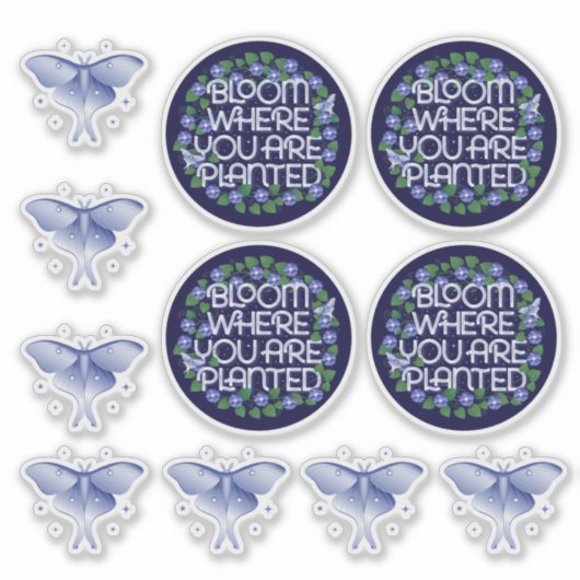 開花が植えられている透明ビニール シール (正面)