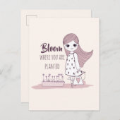 「開花が植えられている」やる気を起こさせる引用文 案内ポストカード (正面/裏面)