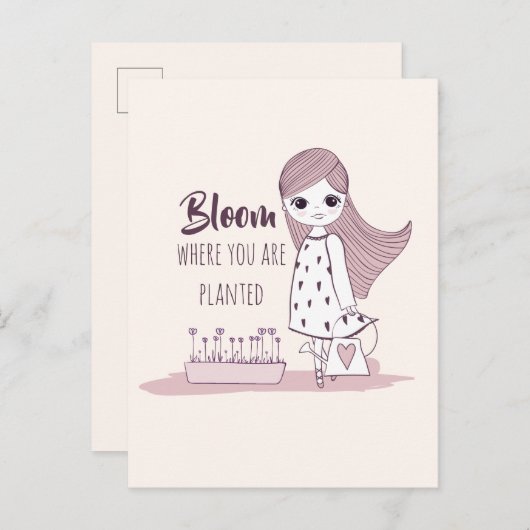 「開花が植えられている」やる気を起こさせる引用文 案内ポストカード (正面/裏面)