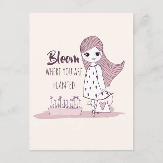 「開花が植えられている」やる気を起こさせる引用文 案内ポストカード (正面)