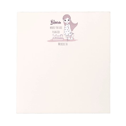 「開花が植えられている」感動的ことわざ ノートパッド (正面)