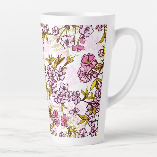 開花さくらんぼの花柄 カフェラテマグ (右)