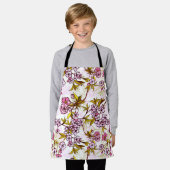 開花さくらんぼの花模様  エプロン (着用した状態)