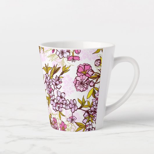 開花さくらんぼの花模様 カフェラテマグ (右)