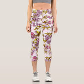 開花さくらんぼの花模様 カプリレギンス (正面)