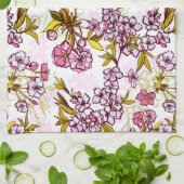 開花さくらんぼの花模様 キッチンタオル (折り畳み)