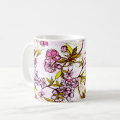 開花さくらんぼの花模様 コーヒーマグカップ (正面左)