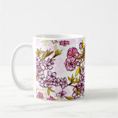 開花さくらんぼの花模様 コーヒーマグカップ (左)