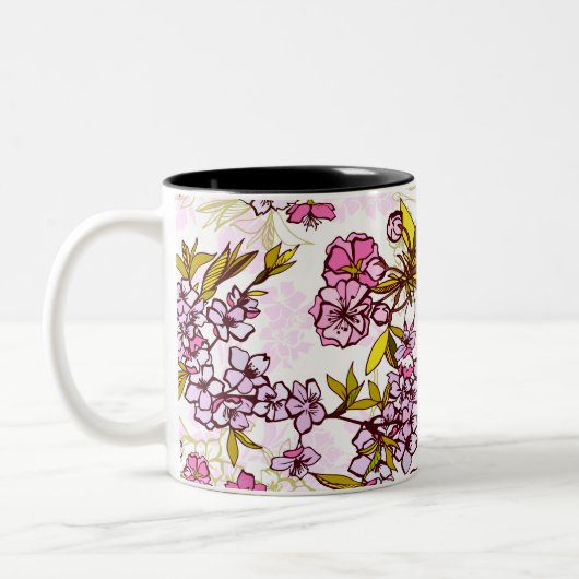 開花さくらんぼの花模様 ツートーンマグカップ (左)