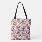 開花さくらんぼの花模様 トートバッグ (裏面)