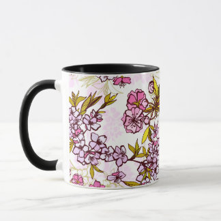 開花さくらんぼの花模様 マグカップ