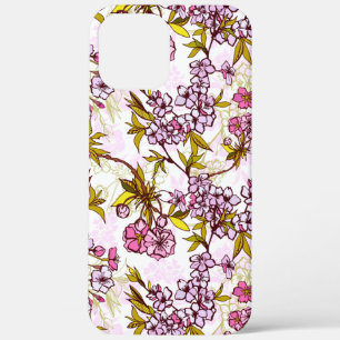 開花さくらんぼの花模様 iPhone 12 PRO MAX ケース