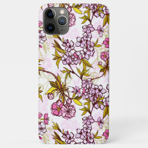 開花さくらんぼの花模様 iPhone 11 PRO MAXケース