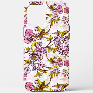 開花さくらんぼの花模様  iPhone 12 PRO MAX ケース