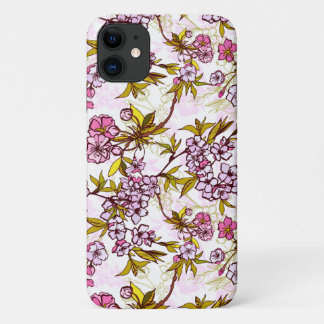 開花さくらんぼの花模様  iPhone 11 ケース