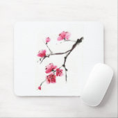 開花さくらんぼ。春。インクとブラシ。 マウスパッド (マウス)