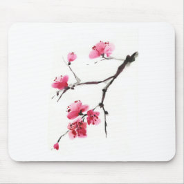 開花さくらんぼ。春。インクとブラシ。 マウスパッド
