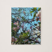 開花さくらんぼ、花、自然、ピンクの花 ジグソーパズル (縦)