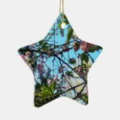 開花さくらんぼ、花、自然、ピンクの花 セラミックオーナメント (右)