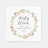 開花したピンクの水彩花園のベイビーシャワー スタンダードカクテルナプキン (正面)