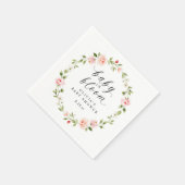 開花したピンクの水彩花園のベイビーシャワー スタンダードカクテルナプキン (角)