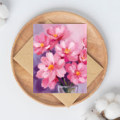 開花したピンクの花びら 花の絵 カード