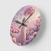 開花した夢の情景 ラウンド壁時計 (傾斜)