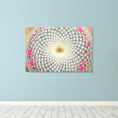 開花した対称のサボテン(Mammillaria celsiana) キャンバスプリント (インサイチュ (ウッドフロア))