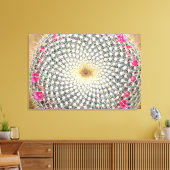 開花した対称のサボテン(Mammillaria celsiana) キャンバスプリント (インサイチュ (リビング))