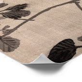 開花した木の枝に止まった鳥 ポスター (角)