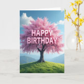 開花した木の誕生日カード カード (黄色い花)
