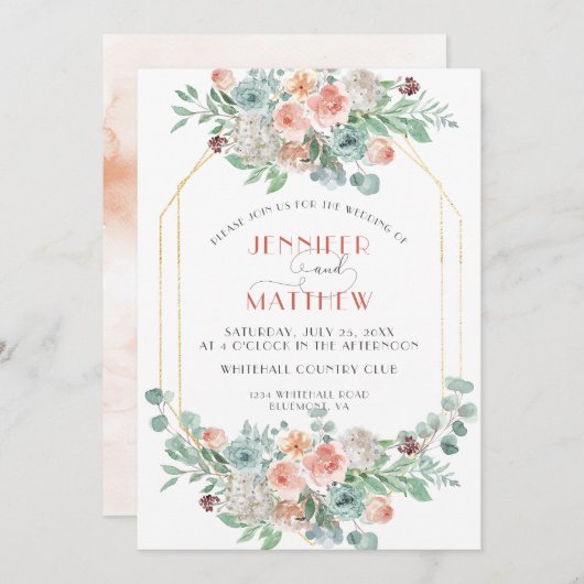 開花するサンザシの花 招待状 (正面/裏面)