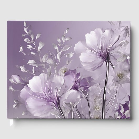 開花する紫の花のAIアート ゲストブック (正面)