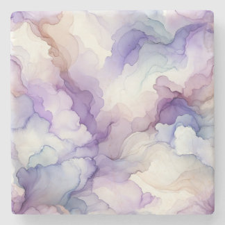 開花する蘭の紫の水彩抽象芸術 ストーンコースター