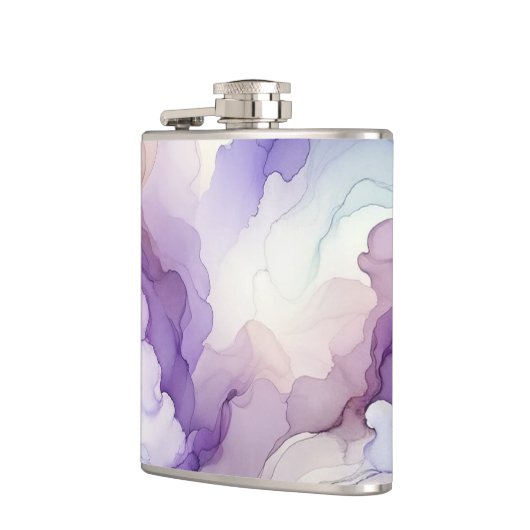 開花する蘭の紫の水彩抽象芸術 フラスク (左)