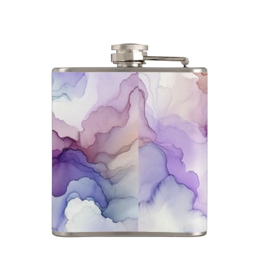 開花する蘭の紫の水彩抽象芸術 フラスク (裏面)