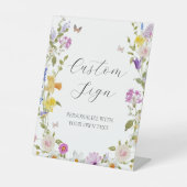 開花する野の花 カスタムテキストサイン 台座サイン (正面)