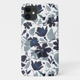 開花つる植物フローラ水の色パターン iPhone 11 ケース