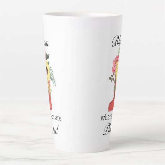 開花で接地するフローラやる気を起こさせる カフェラテマグ (正面)