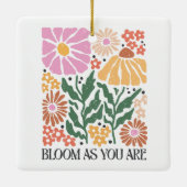 開花としてBohoフローラ引用文クリスマス セラミックオーナメント (裏面)