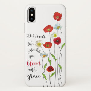 開花とケシの花ポスターギフトラベル iPhone X ケース