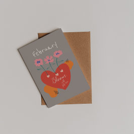 開花とセルフラブ2月抽象芸術 ポストカード