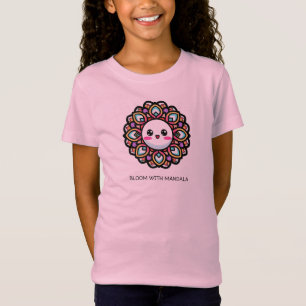 開花とマンダラフラワーデザイン Tシャツ